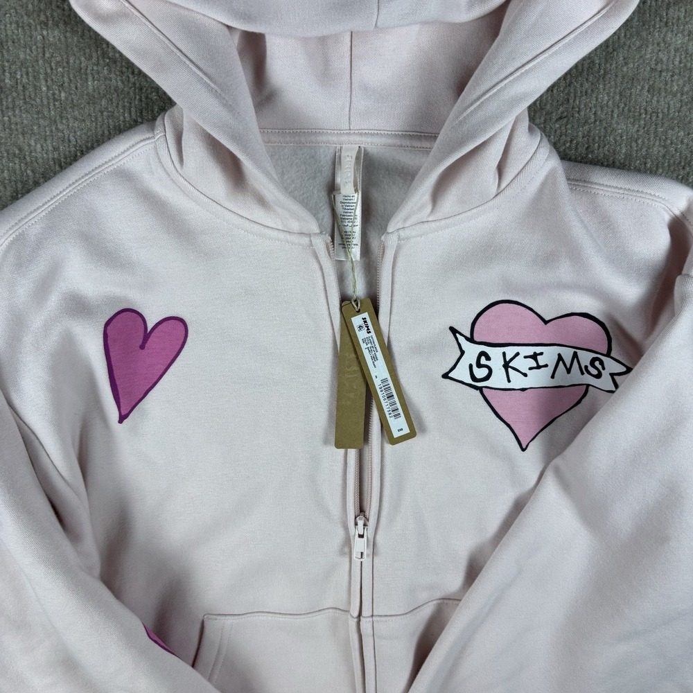NWT SKIMS Cotton Fleece Barely Pink Angel Hoodie Pants Set Women's S Pink - Picture 15 of 16